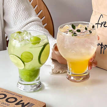 Yusenyi glass wide mouth thick bottom beer mug cold drink cup water cup丨huggins huggins丨waist slim drink cup 450ml