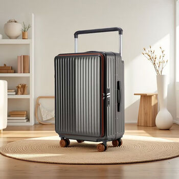 Ye yu's new front-opening deep warehouse trolley suitcase, large capacity, multifunctional student suitcase, password box, gun gray mobile phone holder + cup holder + charging port + side hooks, 20-inch standard boarding case + sf express + returns and exchanges