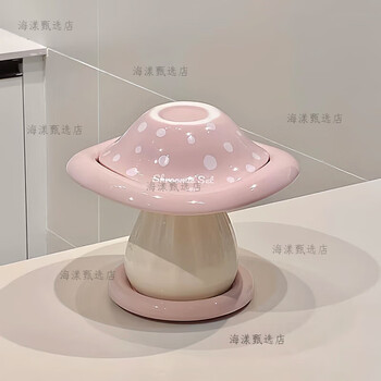 Mushroom tableware set bowl series household fruit plate ceramic tableware exquisite cute mug decorative ornaments pink mushroom set gift box