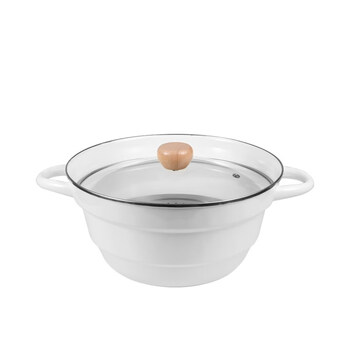 Tuojin german imported quality enamel steamer thickened household double-eared soup pot 28cm large capacity induction cooker gas lid sunken 1cm 28cm