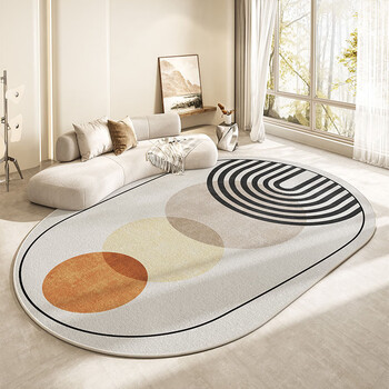 Sanqihu living room carpet new oval sofa coffee table blanket home light luxury high-end bedroom cloakroom wash-free floor mat modern 4423 180cmx250cm (short pile thickened)