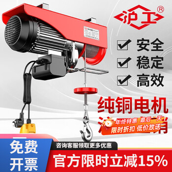 Hugong small crane 220v micro electric hoist construction and decoration household electric hoist 1 ton crane pa1000 12 meters
