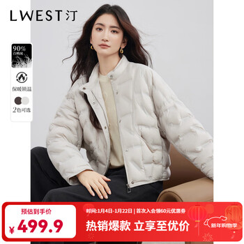 L.west lightweight down jacket women's 2025 winter new simple commuting stand-up collar slim bread jacket short jacket off-white m