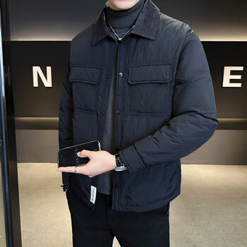 Duck-like stitching men's down jacket winter 2025 new trendy multi-pocket design casual light jacket yaya high black m