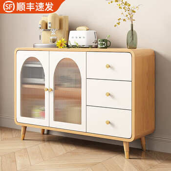 Yuanting sideboard integrated wall cabinet modern simple wine cabinet japanese living room kitchen multi-functional storage storage cupboard 120*40*95 wood color