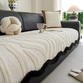 Fantasy special-shaped anti-slip fixed four-season anti-slip cushion thickened sofa cushion cover 2025 new autumn and winter leather sofa seating style ml+snow tine special-shaped+off-white 70x180cm