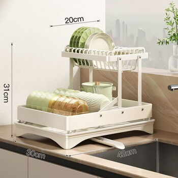 Fantasy kitchen dishes and dishes storage rack countertop drain rack home multifunctional dish rack tableware storage box white x main rack