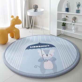 Sanqihu round carpet bedroom bedside carpet early education thickened anti-fall climbing floor mat room household tent mat rainy day diameter 80cm