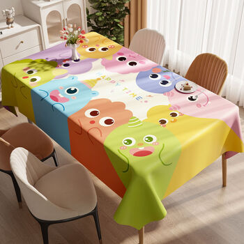 Fantasy tablecloth, no-wash tablecloth, insulated coffee table tablecloth, tuantuan little monster, waterproof and oil-proof, wipe clean 120x160cm, recommended for desktop 90x130cm.