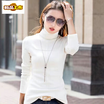 Chu jing high collar bottoming shirt for women in autumn and winter plus velvet thickening slim new versatile warm pile collar t-shirt women's inner top 1021 white s