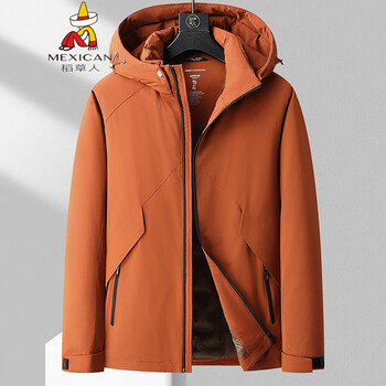 Scarecrow fat brother 2025 winter new men's plus size hooded down jacket thickened jacket warm down jacket orange 4xl