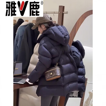 Yalu 2026 new 90 down thick white duck down jacket korean jacket puff down jacket women's medium long hooded jiujiang down jacket women - black_ high-end western style small down jacket
