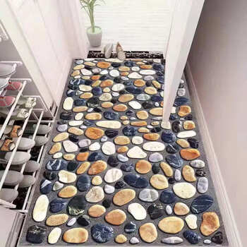 Fantasy kitchen floor mats, entrance door mats, living room carpets, bathroom absorbent mats, corridor foot mats, non-slip, washable and cuttable, 60x150, no locking edges and can be cut, fantasy clouds