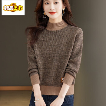 Chujing xiaoxiangfeng pure woolen sweater women's short sweater autumn and winter style half turtleneck knitted bottoming shirt inner top camel l recommended - 115 pounds
