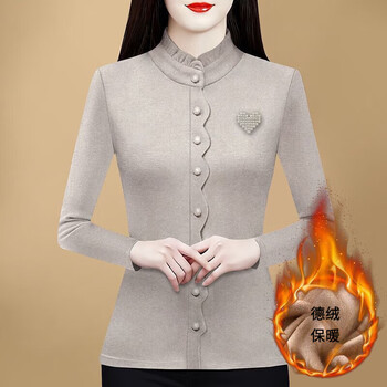 Orchid half turtleneck lace bottoming shirt for women in autumn and winter new style all-in-one german velvet top that can be worn inside and outside, fashionable and spring-like 9013#apricot l recommended 100-110 pounds