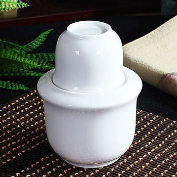 Yusenyi chinese antique wine set, wine warmer, warm yellow wine, white wine cup, hot wine kettle, household scalding wine kettle, pure white, 2 taels, 3 pieces