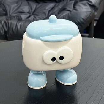 Fantasy big eyes household toothpick box creative cute toothpick jar cotton swab tube dental floss storage box new light luxury high-end blue big eye toothpick box dustproof/divided