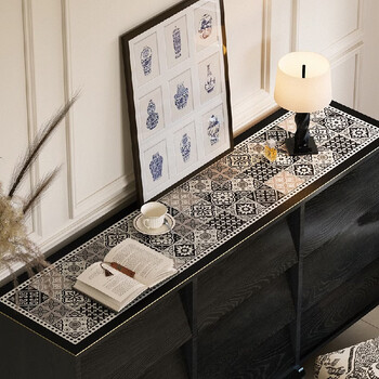 Yusenyi retro style tile side cabinet pad long tv cabinet desktop protective pad waterproof and dustproof lofes type a 240x45cm thickness 2mm thicker than the market