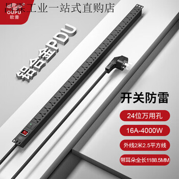 Pdu cabinet socket 16a4000w wiring board extra long plug row 10 12 20 position row plug european spectrum lightning protection industry 10 position 10a with switch protection 24 position 16a switch lightning protection 2.5 square meters 2 meters line