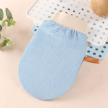 Bath towel solid color fresh mud decontamination bath double-sided adult bath towel household men and women wholesale bath gloves blue