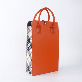 Fantasy double red wine handbag red wine packaging gift box leather box handbag red wine bottle box single gift bag sd212 orange lychee (double bottle)