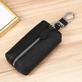 Other/other first layer cowhide key bag for men and women genuine leather large capacity car key storage bag coin purse compact key bag for home use black
