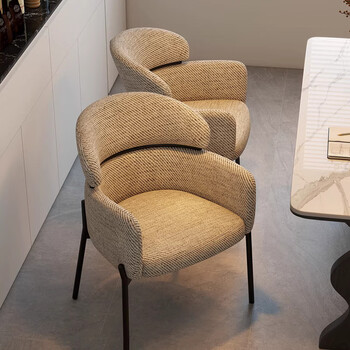 Haowang italian minimalist dining chair home light luxury dining table and chairs retro soft bag leisure chair restaurant chair makeup chair jacquard rice coffee breathable cotton and linen thickened soft bag - door-to-door single pack