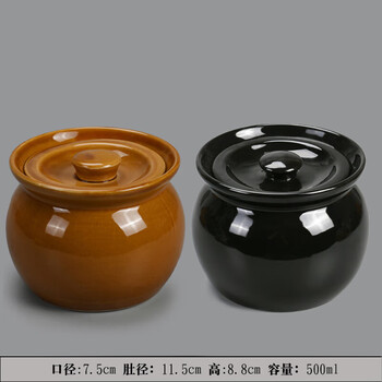 Tuojin water-proof stew pot earthenware pot soup pot household buddha jumps over the wall stew pot shaxian soup pot egg for one person 500ml brown brown + black 1 each 1500ml