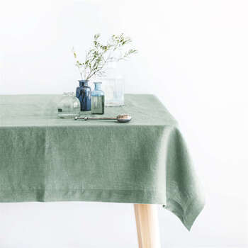 Yusenyi tablecloth, washed natural color fabric, exquisite workmanship, tea green, customized size, contact customer service