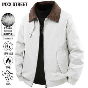 Inxx (inxx) inxx street winter 2025 new style stitching contrasting color lapel down jacket men's versatile fashionable duck down jacket off-white 2xl recommended 170-200 pounds