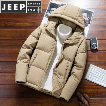 Jeep spirit down jacket men's autumn and winter 2025 new winter hooded thickened short handsome winter duck down jacket khaki duck s