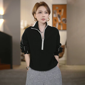 Rongrong warm winter nocturne rongrong sheep wool blended turtle half-zip casual sweater 2505k705 black recommended hand washing m 3838/ (100-120 catties)