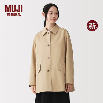 Muji women's water resistant cotton mixed twill stand collar short coat women's 26th spring new arrival bd12bc6s beige s (155/80a)