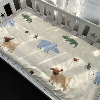 Sanqihu customized pure cotton children's quilt cover cushion cover kindergarten mattress cover quilt cover children's bedding three-piece cartoon khaki wonderful animal children's quilt cover 110x140cm