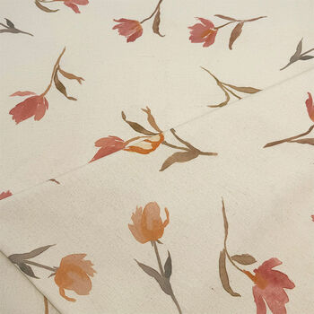 Fantasy encrypted cotton and linen tablecloth, light luxury and high-end sense, rectangular table cloth, coffee table cloth, pastoral fabric, floral tablecloth, tulip (upgraded encrypted base cloth) 100x150cm raw edge style