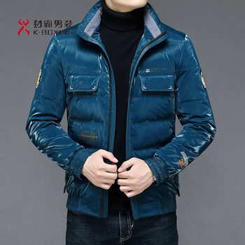 Kbxng jinba 2025 winter youth men's down jacket fashion korean style loose zipper thickened cardigan jacket casual men blue 4xl (195)