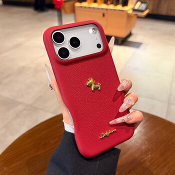 Mifushi three-dimensional golden horse suitable for iphone17 mobile phone case 17promax apple 16pro new year model litchi pattern red air leather advanced 15/14 couple protective cover new year red gold label three-dimensional pony-leather pattern anti-fall iphone 17 pro max