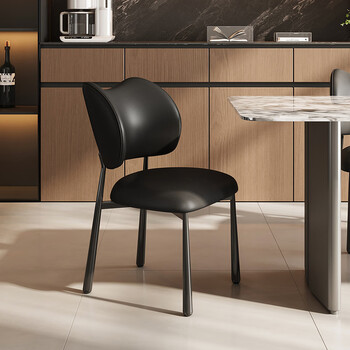 Sunshine peninsula dining chair home chair light luxury high-end retro style solid wood dining table and chairs eames nordic chair simple back chair c-27 black carbon steel + high density sponge upgraded version