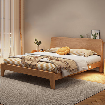 Luolaibao solid wood bed double bed 1.2m x 2m master bedroom rental 1.5m bed row frame modern simple bed (frame style)