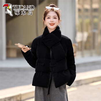Woodpecker new chinese style national style short red down jacket women 2026 winter new style western style small 90 white duck down jacket black xl