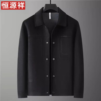 Hengyuanxiang high-end lapel woolen jacket men's large size business casual fat solid color double-sided wool jacket hengyuanxiang-3073 black xl recommended weight 120-140 pounds
