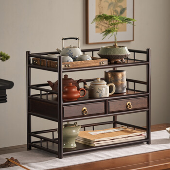 Nanfang impression (nanfyinx) teapot shelf storage rack desktop tea cup tea set storage rack tea room chinese solid wood small ancient rack tea cabinet chengzhai tea shed three-layer model fully equipped