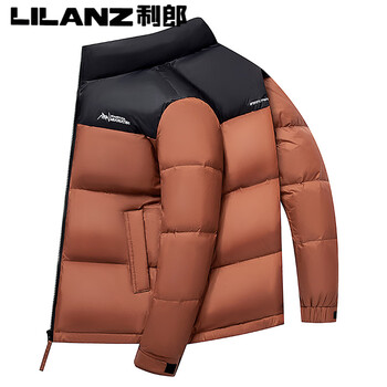 Lilang black gold five-proof high-impact velvet goose down down jacket men's short stand-up collar splicing winter thickened bread jacket orange m 170 recommended weight around 100-120 catties