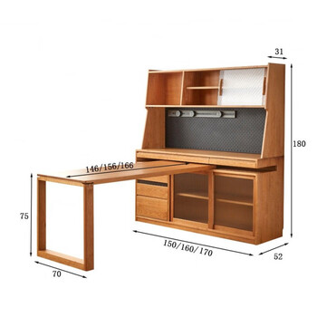 He jiagong nordic cherry wood sideboard modern simple pushable retractable dining table integrated cabinet wall storage cabinet kitchen side cabinet pine 170