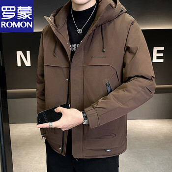 Luomen ermian men's autumn and winter 2026 new hooded jacket men's jacket jacket padded thickened top brown color m