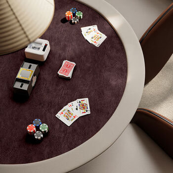 Fantasy round mahjong table mat, thickened silencer pattern, egg special tablecloth, poker table card mat, dining table mat, dark coffee color, diameter 140cm