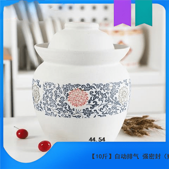 Sjbob german imported quality pickle jar double-lid pickle jar unglazed sealed pickle jar thickened jingdezhen ceramic small jar large unglazed two-color flower (about 13-14 catties water capacity)