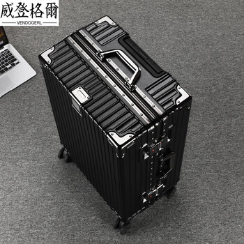 Vendogerl suitcase, suitcase, aluminum frame, 20 trolley cases, universal wheels, 24 female and male students, 26, durable password, 28-inch leather box, fully upgraded, alloy aluminum frame, business black_aluminum frame + freight insurance, 22 inches, collection and purchase + spare wheel + case cover