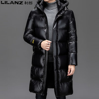 Lilanz mid-length men's down jacket winter new warm hooded casual extreme cold thickened jacket for young and middle-aged men black 18-6706 s 165