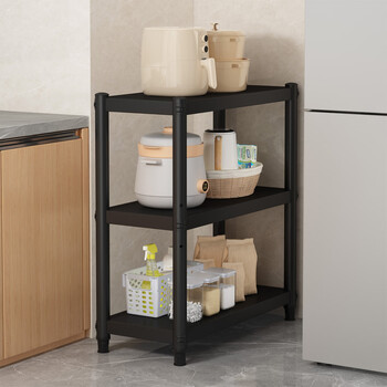 Fantasy kitchen storage rack floor-standing storage rack pots microwave dishes rack cabinet narrow rack length 90 width 20 height 60 two layers elegant black